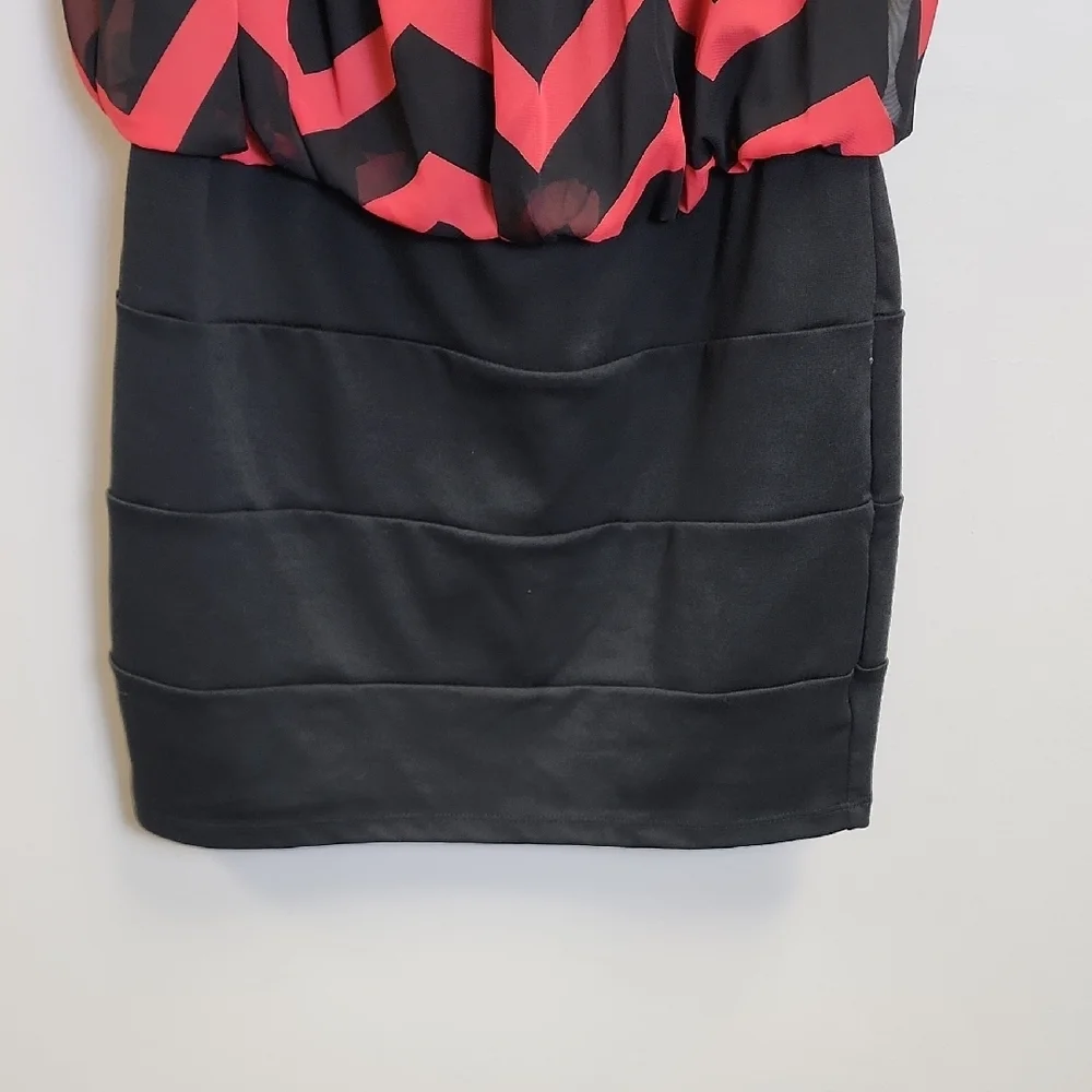 Trixxi Red and Black Chevron Skirt Set